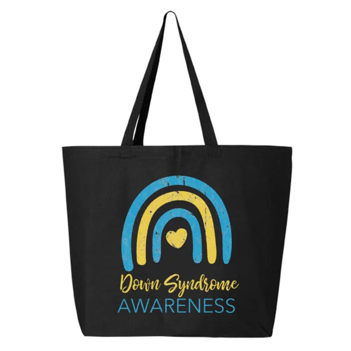 National Down Syndrome Awareness Month Retro Rainbow T21 25L Jumbo Tote