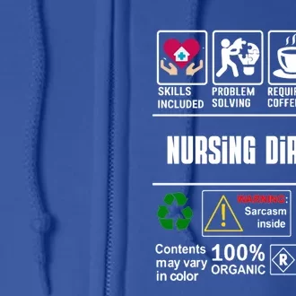 Nursing Director Skills Included Problem Solving Coffee Beer Gift Full Zip Hoodie