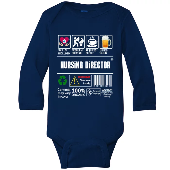 Nursing Director Skills Included Problem Solving Coffee Beer Gift Baby Long Sleeve Bodysuit