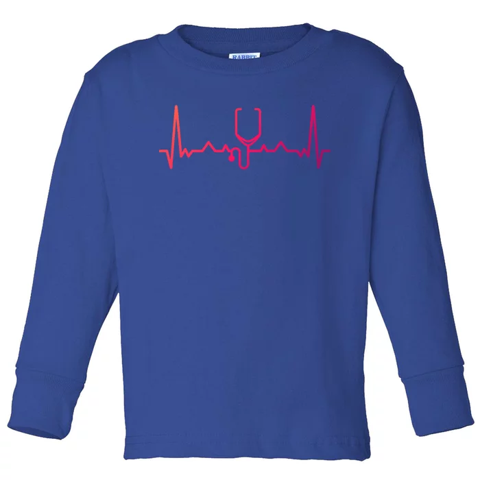 Nurse Doctor Stethoscope Heartbeat Funny Gift Cute Gift Toddler Long Sleeve Shirt