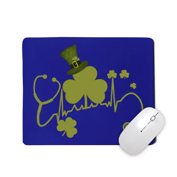 Nurse Doctors St Patricks Day Stethoscope Heartbeat Clover Gift Mousepad