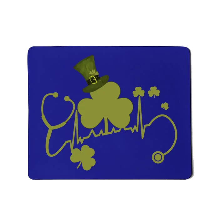 Nurse Doctors St Patricks Day Stethoscope Heartbeat Clover Gift Mousepad