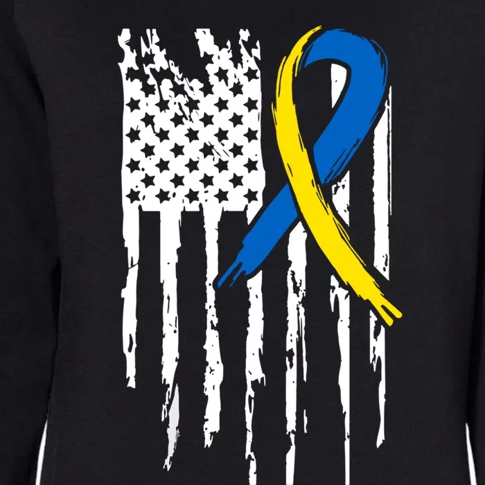 National Down Syndrome Awareness Month American Flag T21 Gift Womens California Wash Sweatshirt