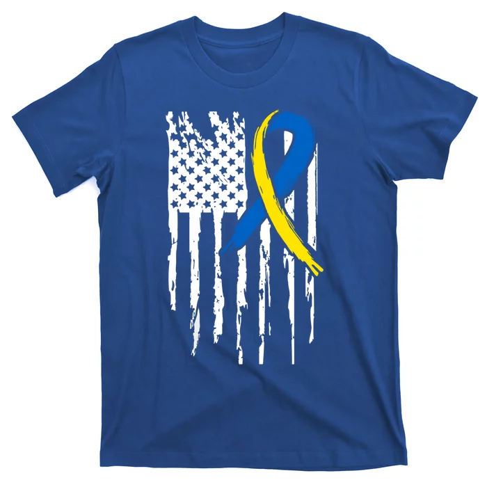 National Down Syndrome Awareness Month American Flag T21 Gift T-Shirt