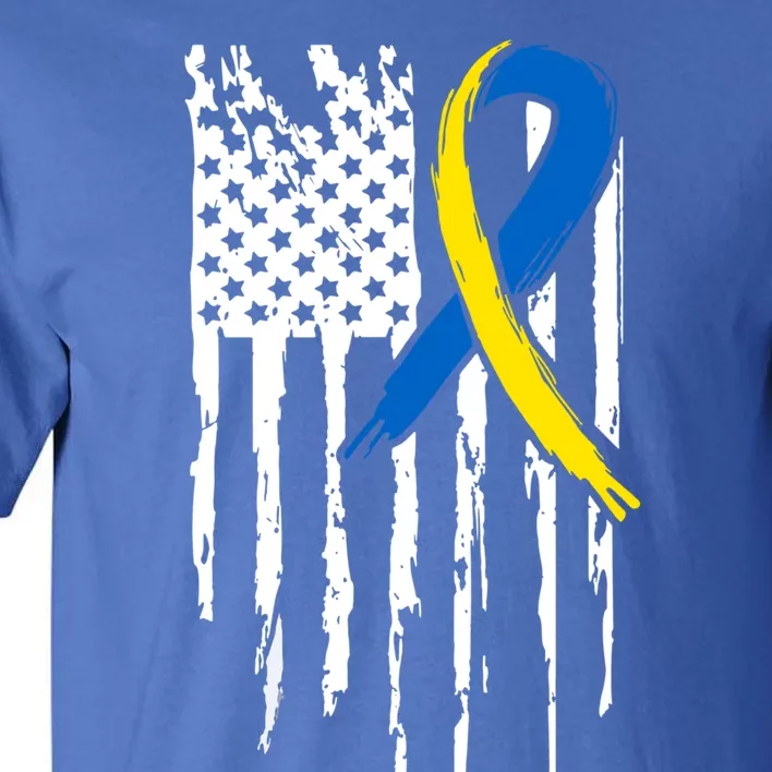 National Down Syndrome Awareness Month American Flag T21 Gift Tall T-Shirt