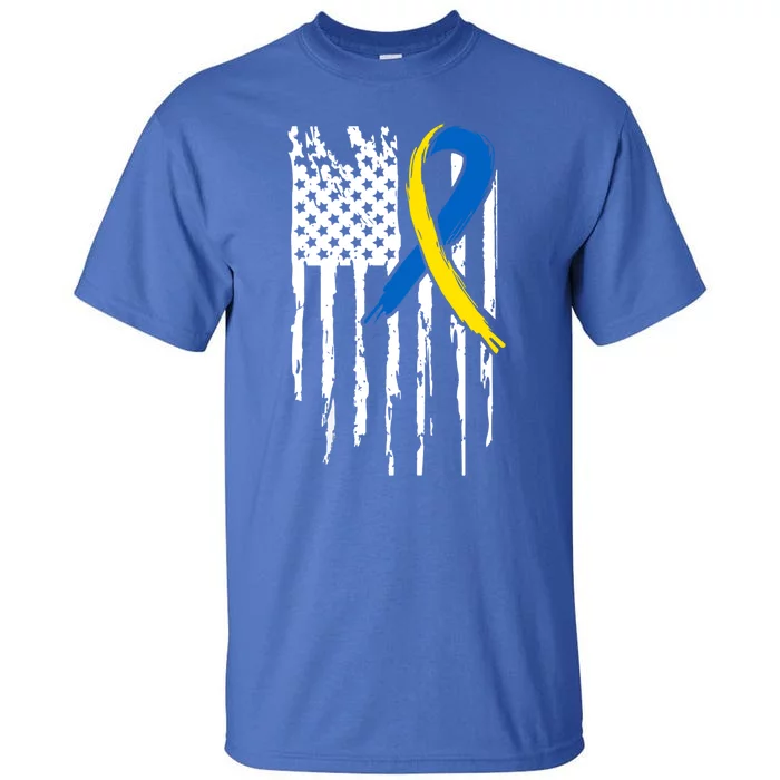 National Down Syndrome Awareness Month American Flag T21 Gift Tall T-Shirt