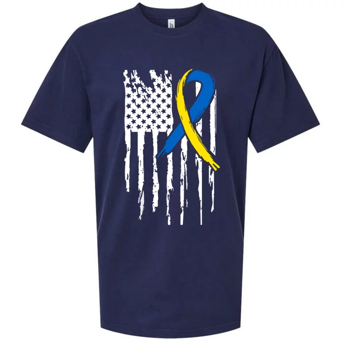 National Down Syndrome Awareness Month American Flag T21 Gift Sueded Cloud Jersey T-Shirt