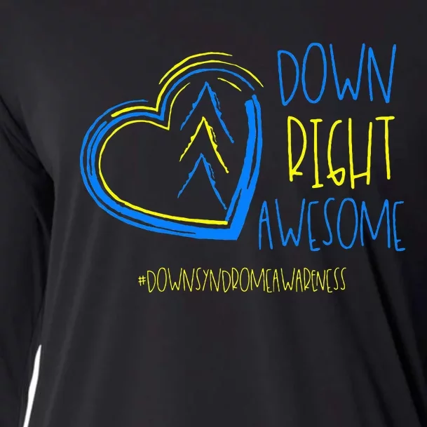 National Down Syndrome Awareness Month Down Right Awesome Cooling Performance Long Sleeve Crew