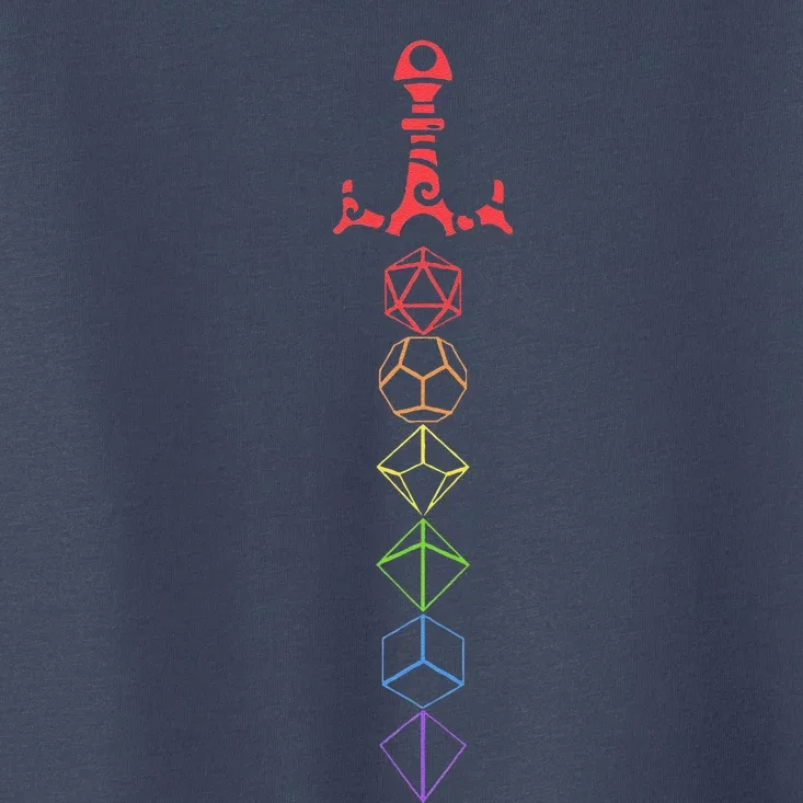 Nerdy Dice Set Collector Sword Lgbt Pride D20 Toddler T-Shirt