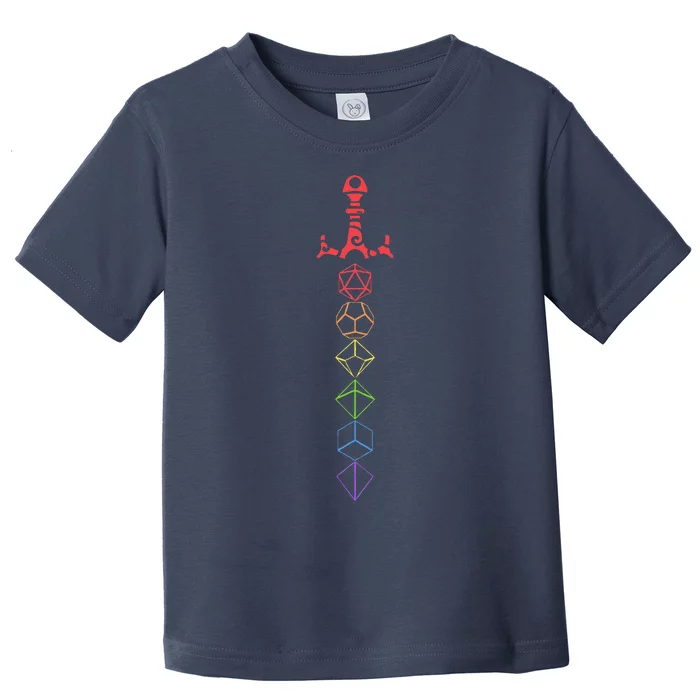 Nerdy Dice Set Collector Sword Lgbt Pride D20 Toddler T-Shirt