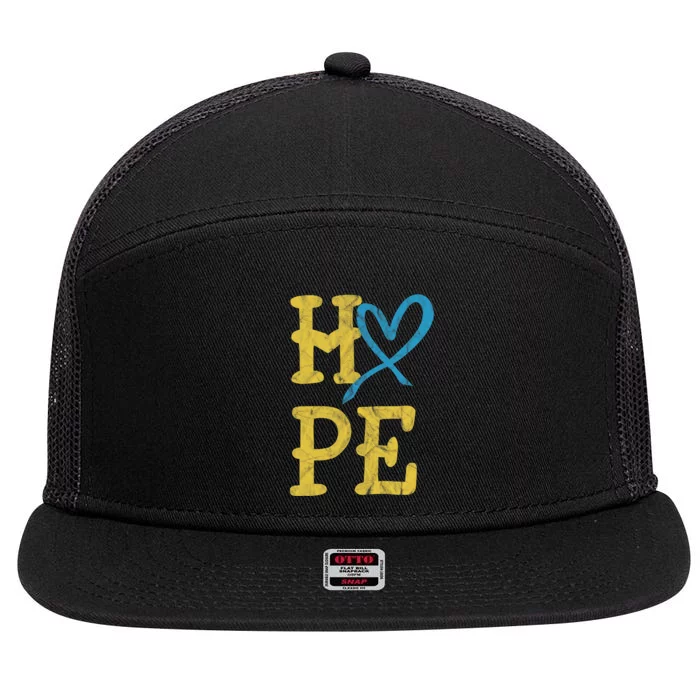 National Down Syndrome Awareness Month Hope Vintage T21 7 Panel Mesh Trucker Snapback Hat