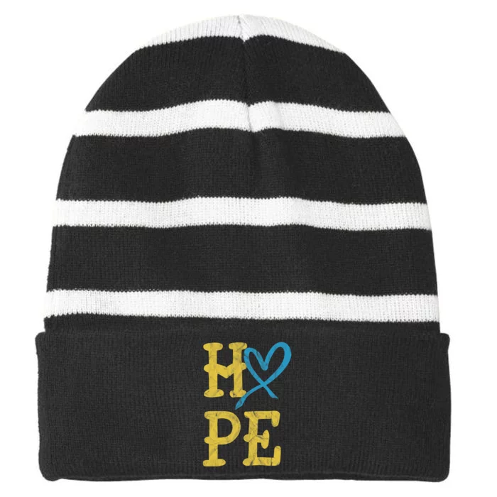 National Down Syndrome Awareness Month Hope Vintage T21 Striped Beanie with Solid Band