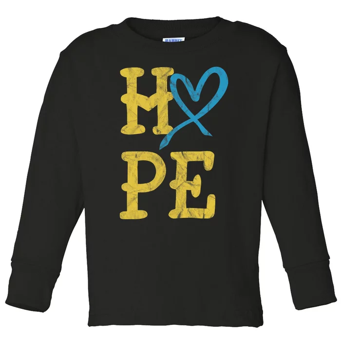 National Down Syndrome Awareness Month Hope Vintage T21 Toddler Long Sleeve Shirt