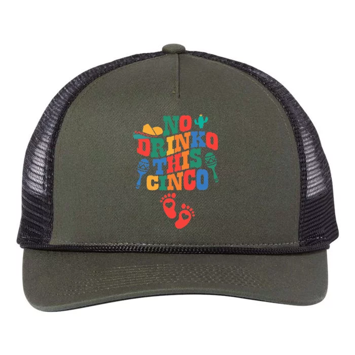 No Drink This Cinco De Mayo Funny Pregnancy Announcement Retro Rope Trucker Hat Cap