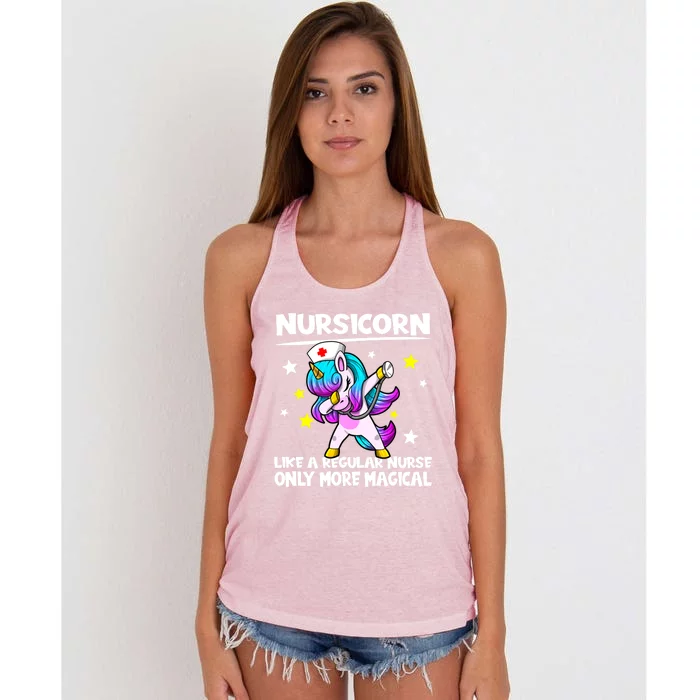 Nursing Dabbing Unicorn Nursicorn Only More Magical Cute Gift Women's Knotted Racerback Tank