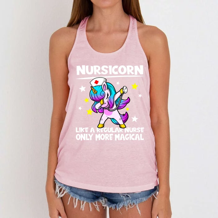 Nursing Dabbing Unicorn Nursicorn Only More Magical Cute Gift Women's Knotted Racerback Tank