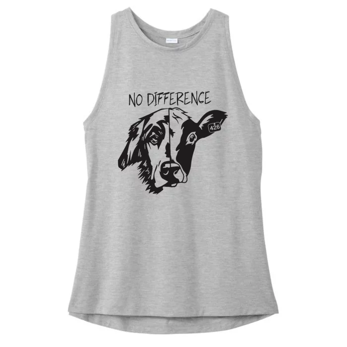 No Difference Vegan Dog Cow Lover Ladies Tri-Blend Wicking Tank