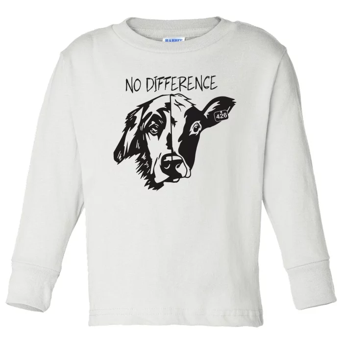 No Difference Vegan Dog Cow Lover Toddler Long Sleeve Shirt