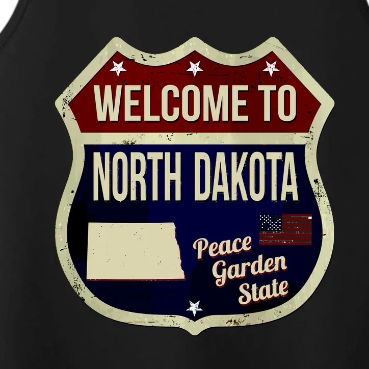 North Dakota Vintage Metal Road Sign Logo Performance Tank