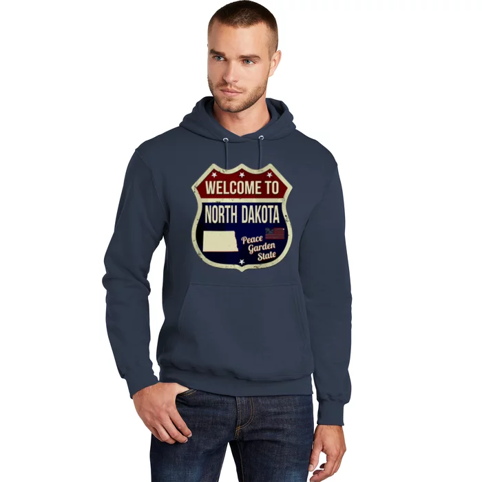 North Dakota Vintage Metal Road Sign Logo Hoodie