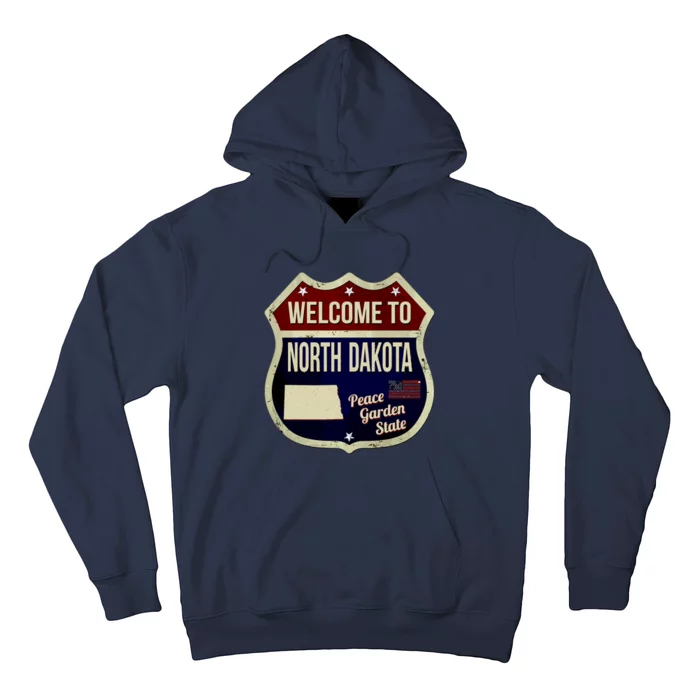 North Dakota Vintage Metal Road Sign Logo Hoodie