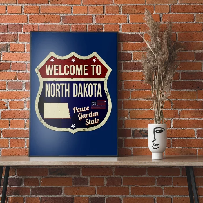 North Dakota Vintage Metal Road Sign Logo Poster