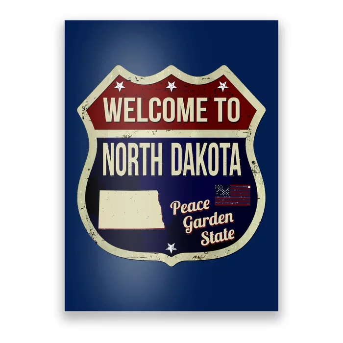 North Dakota Vintage Metal Road Sign Logo Poster