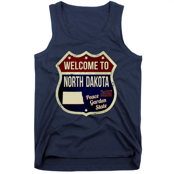 North Dakota Vintage Metal Road Sign Logo Tank Top