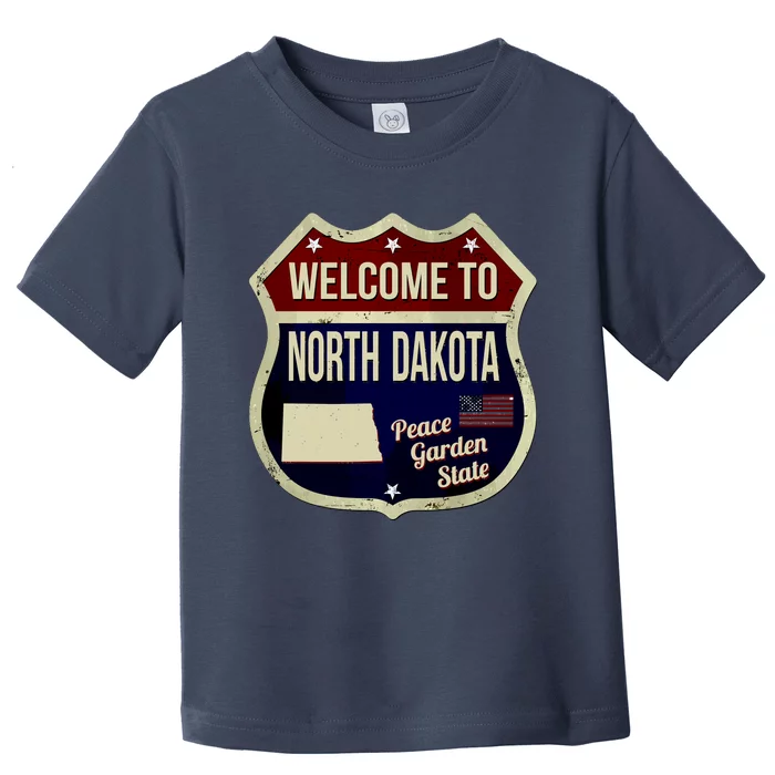 North Dakota Vintage Metal Road Sign Logo Toddler T-Shirt