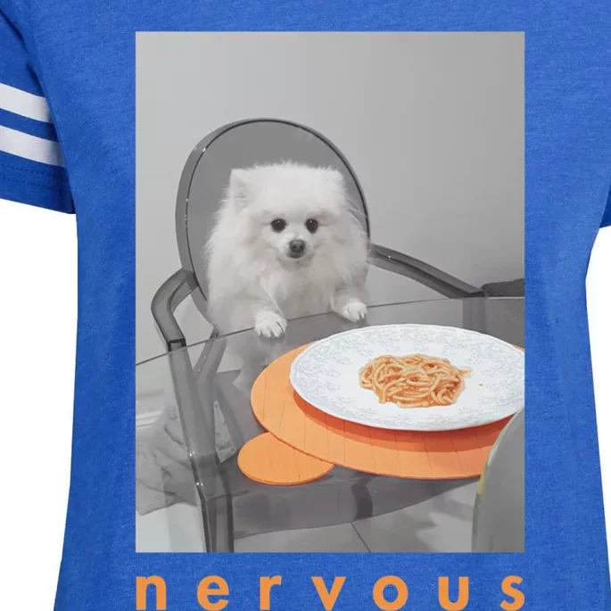 Nervous Dinner With White Dog Enza Ladies Jersey Football T-Shirt