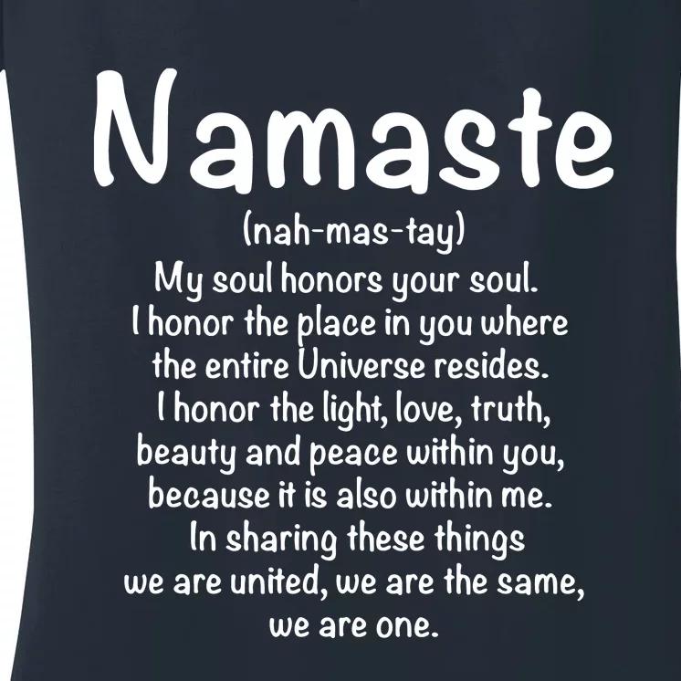 Namaste Definition Yoga Meditation Buddhist Gift Women's V-Neck T-Shirt