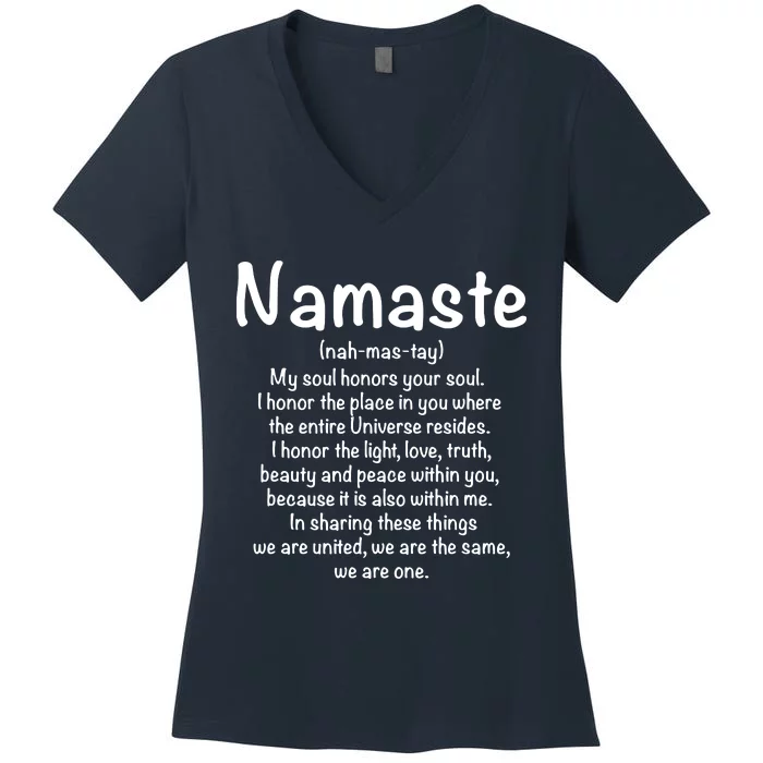 Namaste Definition Yoga Meditation Buddhist Gift Women's V-Neck T-Shirt