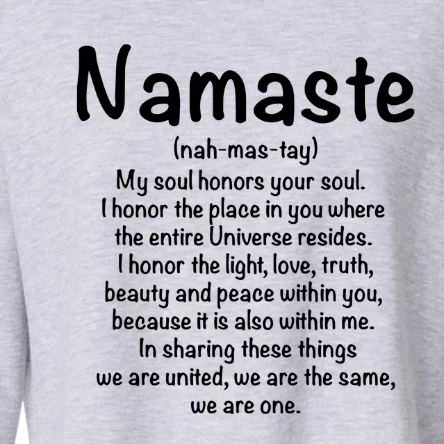 Namaste Definition Yoga Meditation Buddhist Gift Cropped Pullover Crew