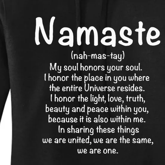 Namaste Definition Yoga Meditation Buddhist Gift Women's Pullover Hoodie