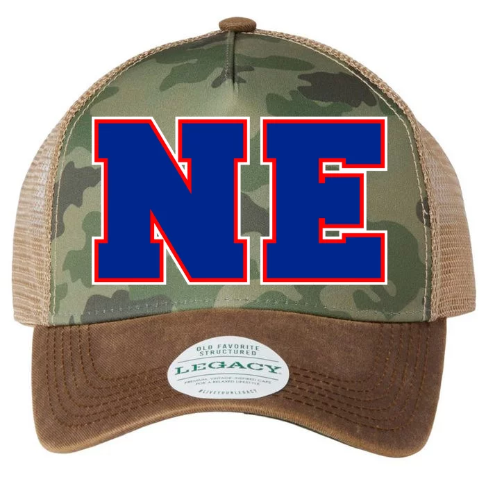 NE New England Massachusetts College Letters Football Fan Block Letters Legacy Tie Dye Trucker Hat