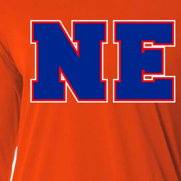 NE New England Massachusetts College Letters Football Fan Block Letters Cooling Performance Long Sleeve Crew