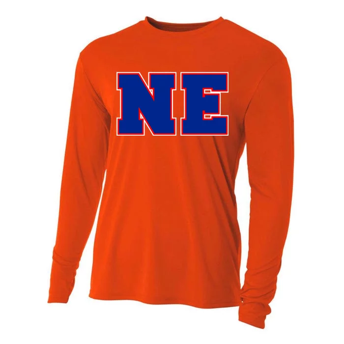 NE New England Massachusetts College Letters Football Fan Block Letters Cooling Performance Long Sleeve Crew