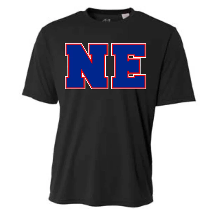 NE New England Massachusetts College Letters Football Fan Block Letters Cooling Performance Crew T-Shirt