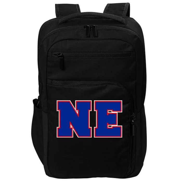 NE New England Massachusetts College Letters Football Fan Block Letters Impact Tech Backpack