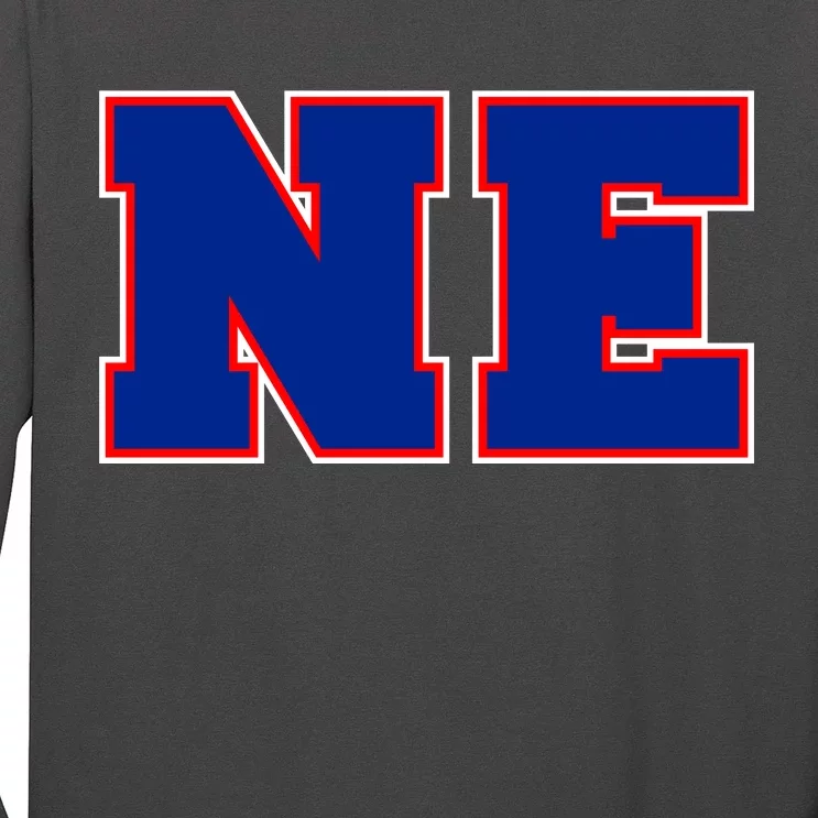 NE New England Massachusetts College Letters Football Fan Block Letters Long Sleeve Shirt