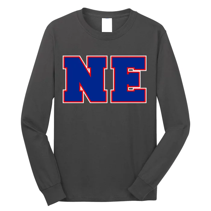 NE New England Massachusetts College Letters Football Fan Block Letters Long Sleeve Shirt