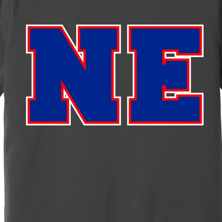 NE New England Massachusetts College Letters Football Fan Block Letters Premium T-Shirt