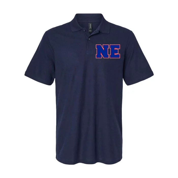 NE New England Massachusetts College Letters Football Fan Block Letters Softstyle Adult Sport Polo