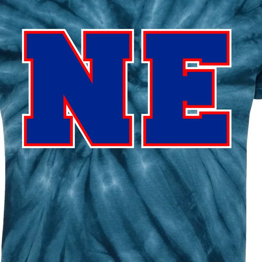 NE New England Massachusetts College Letters Football Fan Block Letters Kids Tie-Dye T-Shirt