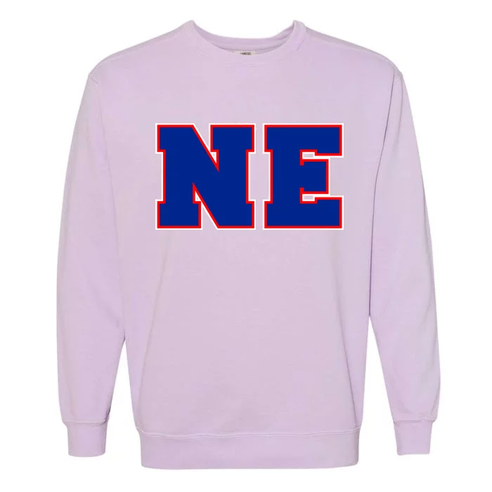 NE New England Massachusetts College Letters Football Fan Block Letters Garment-Dyed Sweatshirt