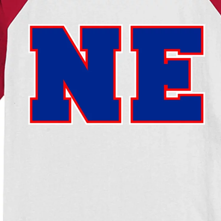 NE New England Massachusetts College Letters Football Fan Block Letters Kids Colorblock Raglan Jersey