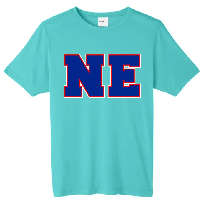 NE New England Massachusetts College Letters Football Fan Block Letters ChromaSoft Performance T-Shirt