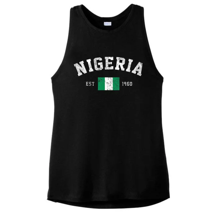 Nigeria Est. 1960 Nigerian Flag Independence Day Ladies Tri-Blend Wicking Tank