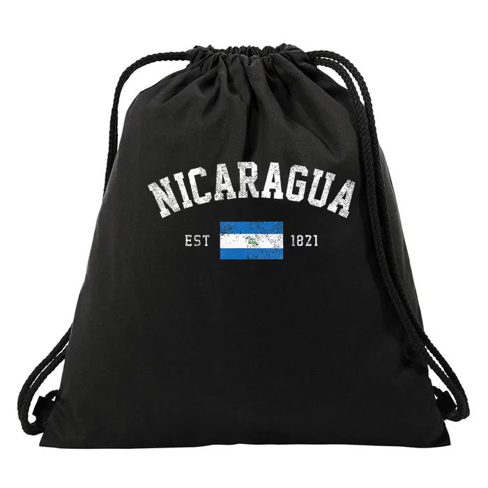 Nicaragua Est. 1821 Nicaraguan Flag Independence Day Drawstring Bag