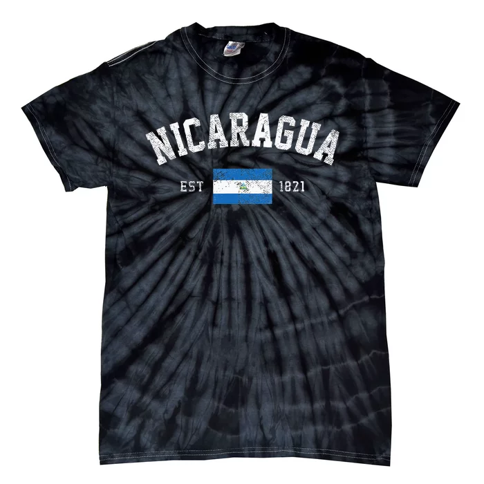 Nicaragua Est. 1821 Nicaraguan Flag Independence Day Tie-Dye T-Shirt